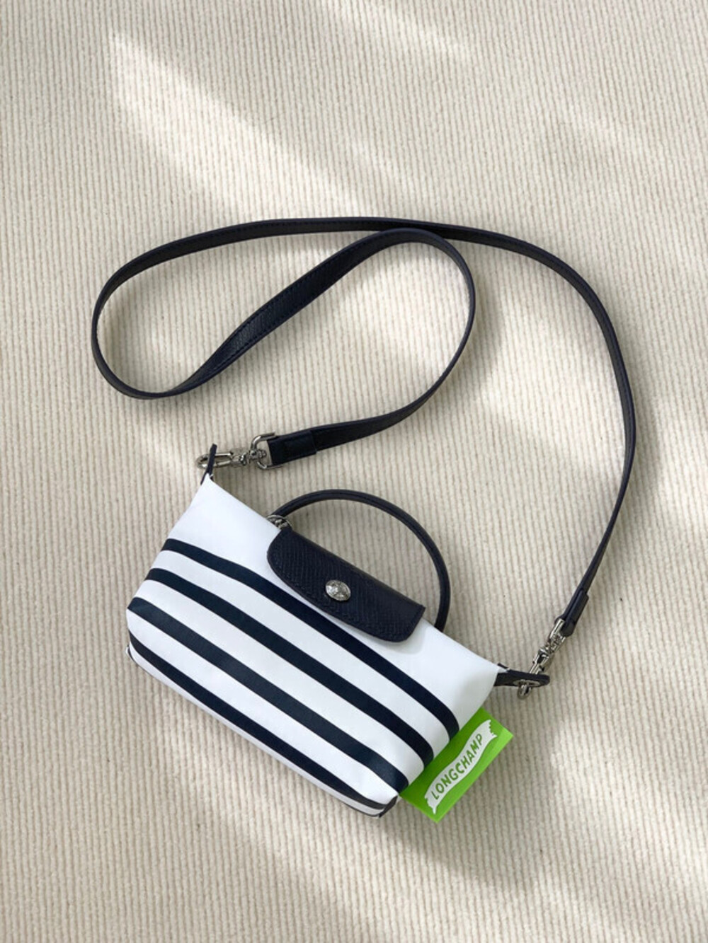 Longchamp Le Pliage Mini Stripe Top Handle Crossbody Bag NWT